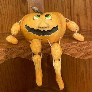 Wooded Jack O’ Lantern Shelf Sitter